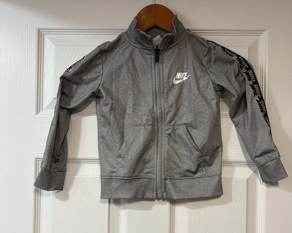 Nike Zip Up Track Jacket Size 3T Gray Logo Taping